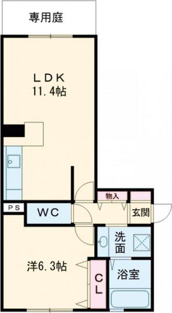 ANNEX大森A(1LDK/1階)の間取り写真