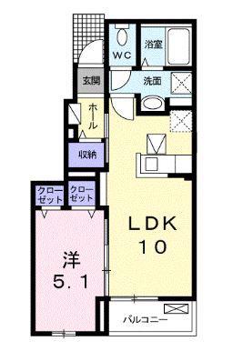 カーサ ブルーノ(1LDK/1階)の間取り写真