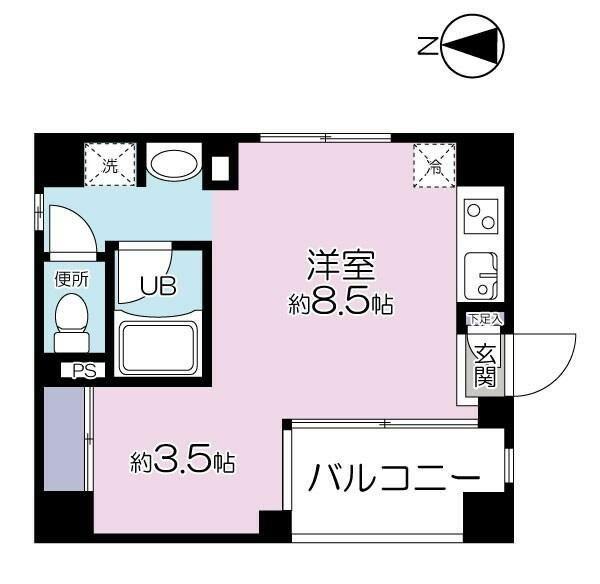 三鶴屋ハウス(ワンルーム/6階)の間取り写真