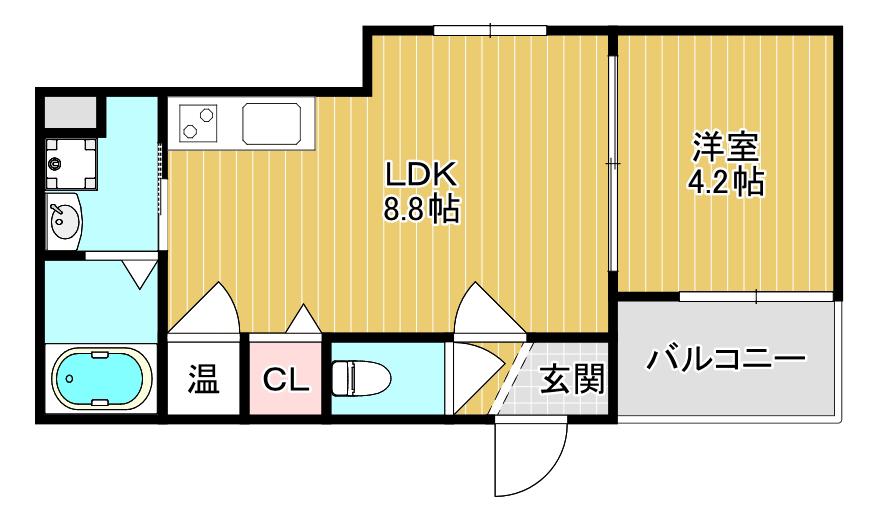グランヒル深江橋(1LDK/1階)の間取り写真