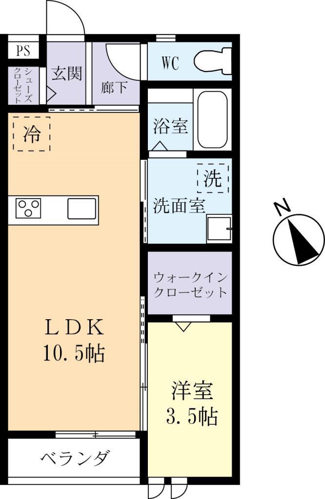 YK-STYLE(1LDK/1階)の間取り写真