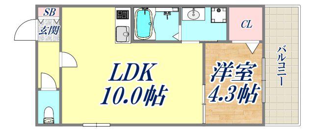フォルモント須磨(1LDK/2階)の間取り写真