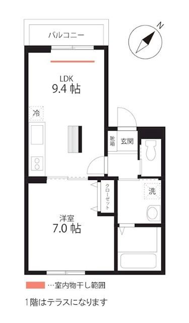 QUIETCRABHOUSETOGETHERWITHB生麦(1LDK/2階)の間取り写真