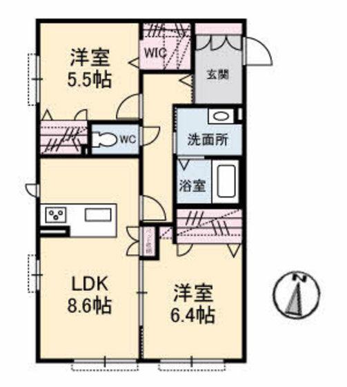 ラ・スリーズガーデン C棟(2LDK/1階)の間取り写真