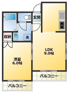 PREZIO(1LDK/1階)の間取り写真
