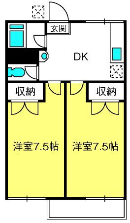 みくらコーポB(2DK/1階)の間取り写真