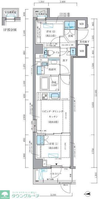 パークアクシス品川シーサイド(2LDK/1階)の間取り写真