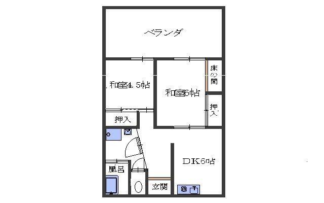 下大利駅前ビル(2DK/3階)の間取り写真
