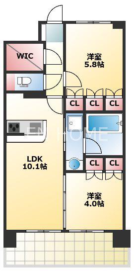 リフレ天満橋(2LDK/14階)の間取り写真