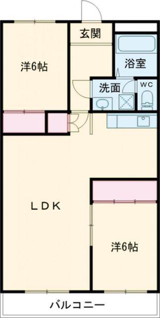 リルームス萩原II(2LDK/6階)の間取り写真