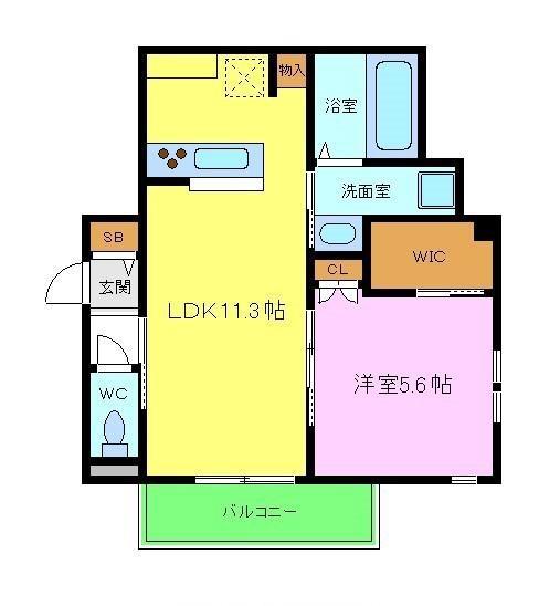 シュライクガーデン(1LDK/1階)の間取り写真