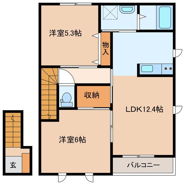チロリンシティB(2LDK/2階)の間取り写真