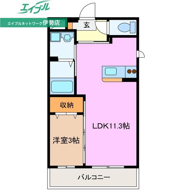 リンクフナエ(1LDK/1階)の間取り写真