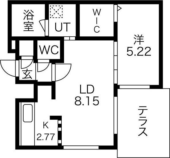 グランラヴィーヌ豊平(1LDK/1階)の間取り写真