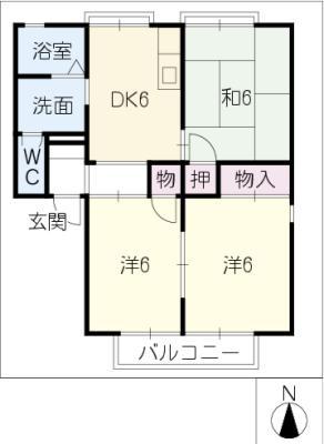 プレジール月ヶ瀬I(3DK/1階)の間取り写真