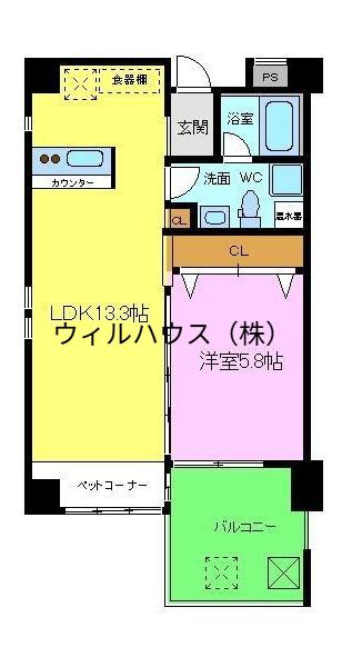 ラサンテ(1LDK/4階)の間取り写真