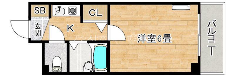 トゥリオーニ堺II(1K/2階)の間取り写真