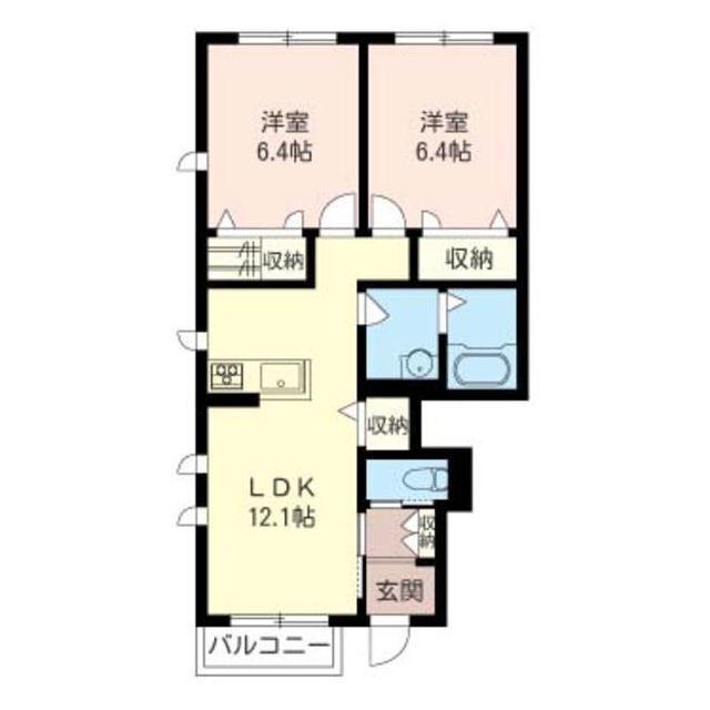 CENT-LIVIE(2LDK/1階)の間取り写真