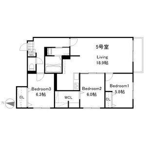 ZABO HILLS MINAMI6JO(3LDK/2階)の間取り写真