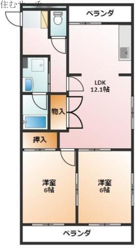 メゾンドール西町(2LDK/1階)の間取り写真