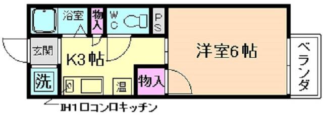 ハイツスバル(1K/2階)の間取り写真