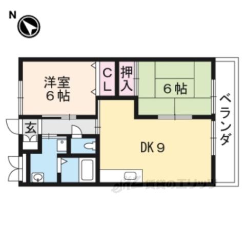 駅前コーポラス(2DK/3階)の間取り写真