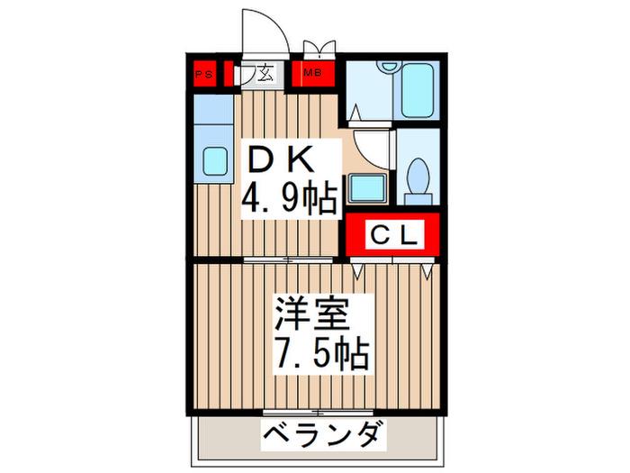 MIA CASA(1DK/4階)の間取り写真