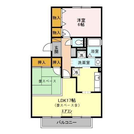 エーデルハイムABC(1LDK/2階)の間取り写真