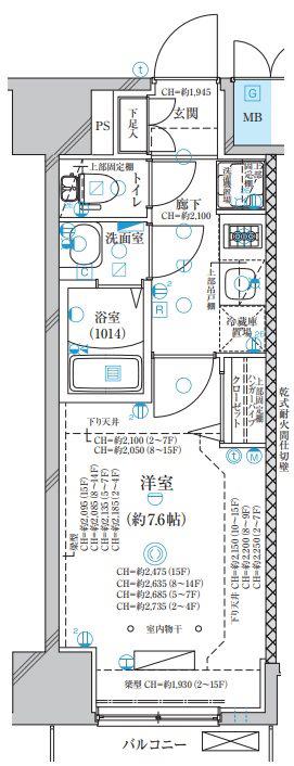 ディアレイシャス尾頭橋(1K/4階)の間取り写真