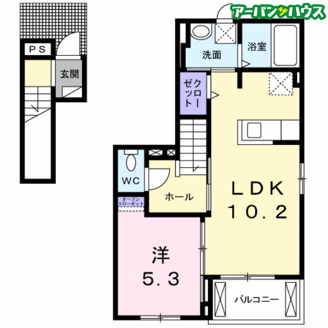 ラ・フェリーチェ(1LDK/2階)の間取り写真
