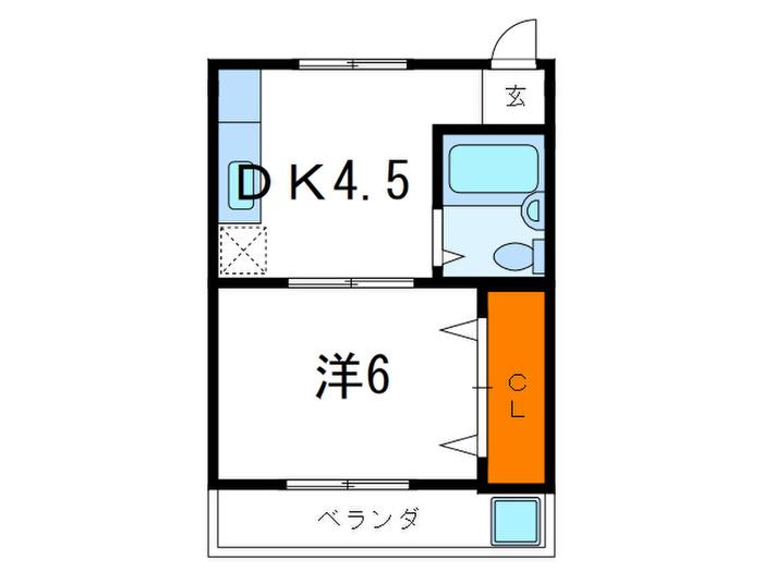 マンションカサモナ(1DK/4階)の間取り写真