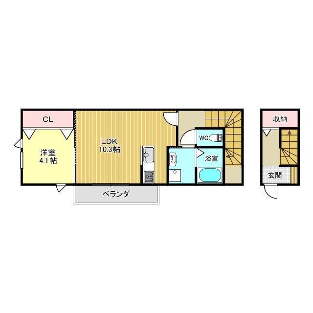 カームメゾン(1LDK/1階)の間取り写真
