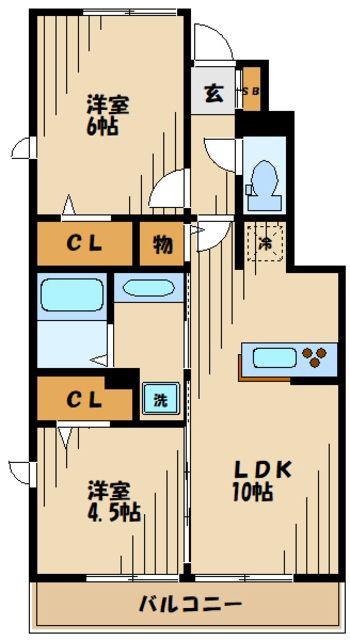 サンピラー(2LDK/1階)の間取り写真