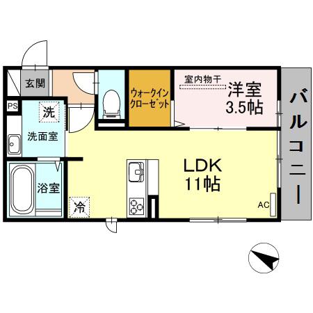 タリータウン大濠公園(1LDK/3階)の間取り写真