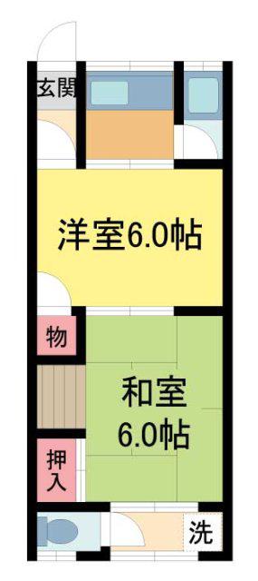 石野ハイツ(2K/1階)の間取り写真