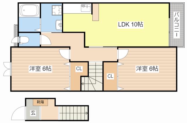 クラールミッテ(2LDK/2階)の間取り写真