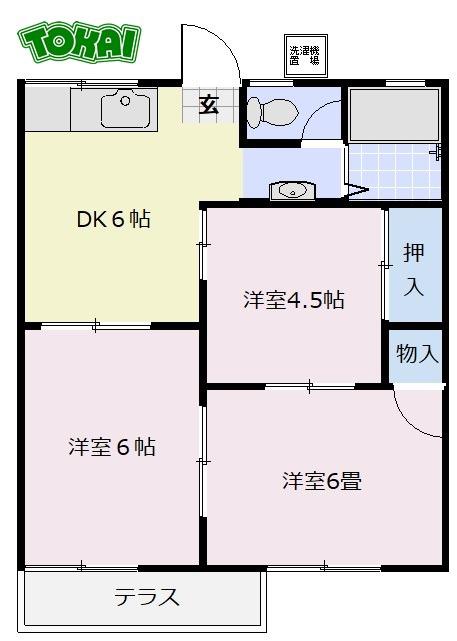 ハイツ四季(3DK/2階)の間取り写真
