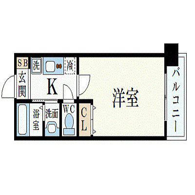 レジディア三宮東(1K/4階)の間取り写真