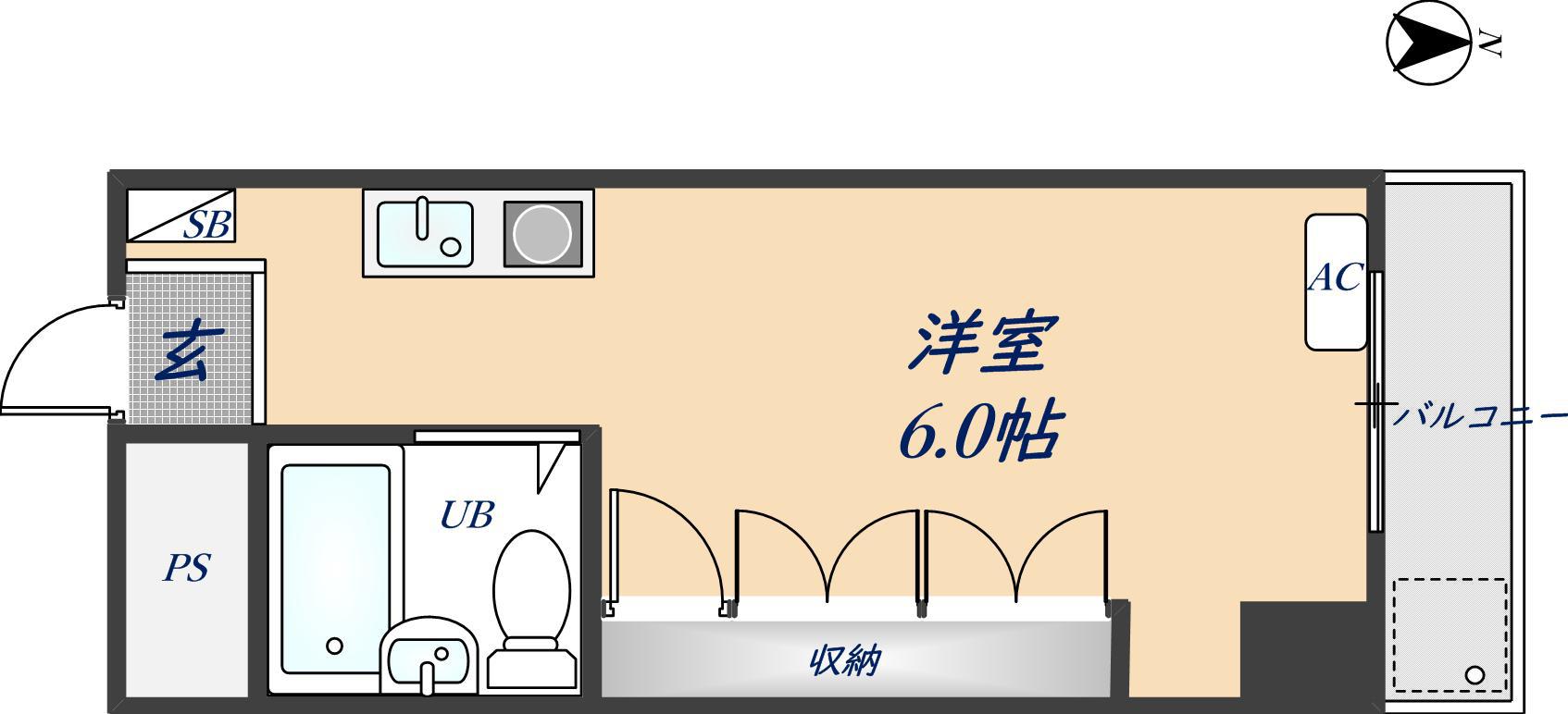 メゾン若江(ワンルーム/4階)の間取り写真