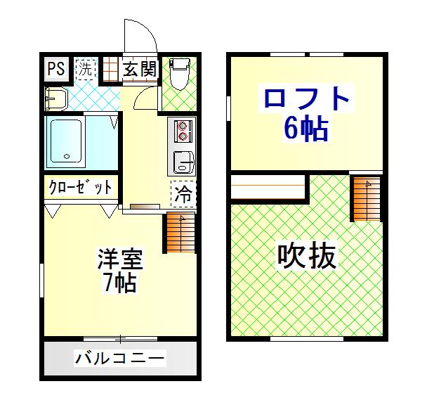 アトリエ(1K/1階)の間取り写真