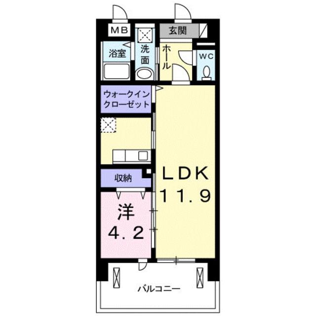 プルメリア(1LDK/6階)の間取り写真