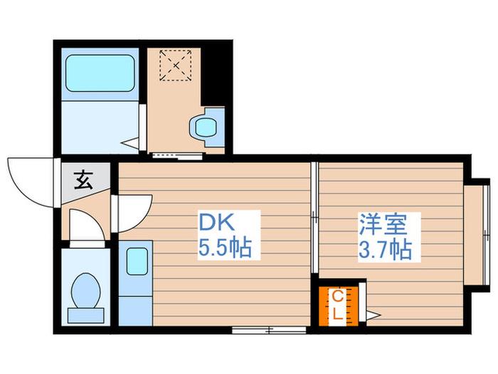 コンブリオ(1DK/1階)の間取り写真