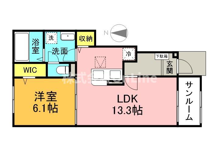 スヴェニール ラ・テールII(1LDK/1階)の間取り写真