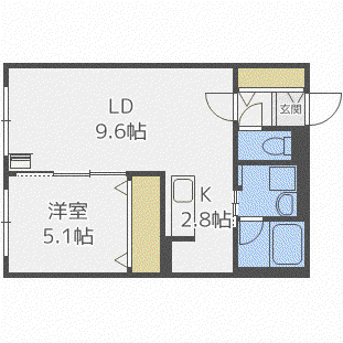 クオリア西野(1LDK/3階)の間取り写真
