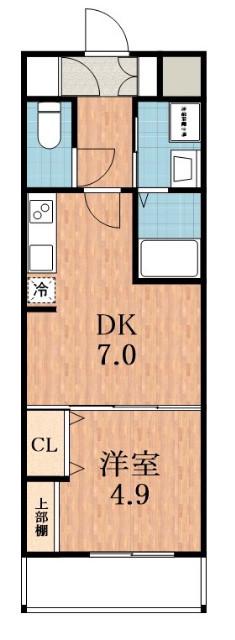 ベラジオ阿倍野(1DK/6階)の間取り写真