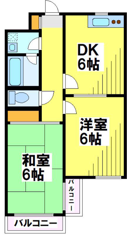 エステート武蔵野(2DK/2階)の間取り写真