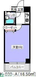 フェースタワー2(1K/3階)の間取り写真