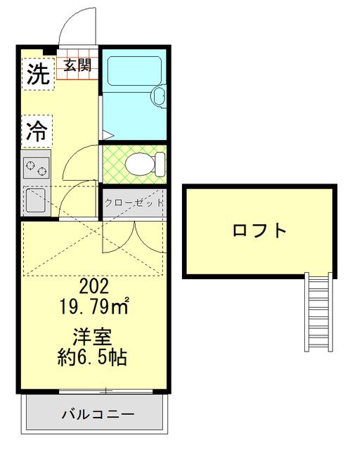 コルモ上大岡(1K/2階)の間取り写真