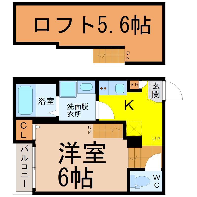 ハーモニーテラス靖国町III(1SK/1階)の間取り写真
