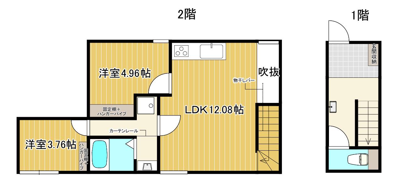 K-COLOR(2LDK/1階)の間取り写真